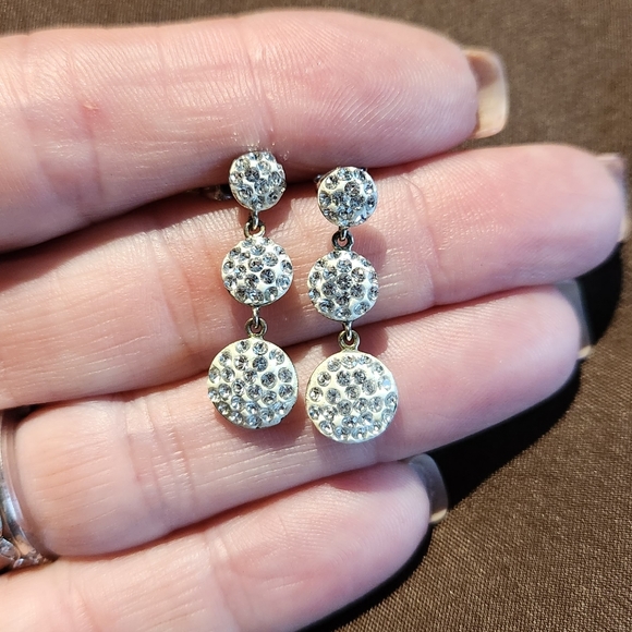 Crystal 3 Tiered Drop Earrings - Picture 2 of 4